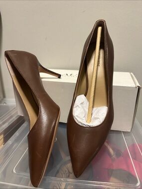 Lauren Ralph Lauren Brown Pointed-Toe Leather Stiletto Pumps